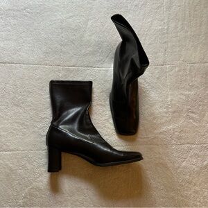 Square Toe Brown Heel Boots